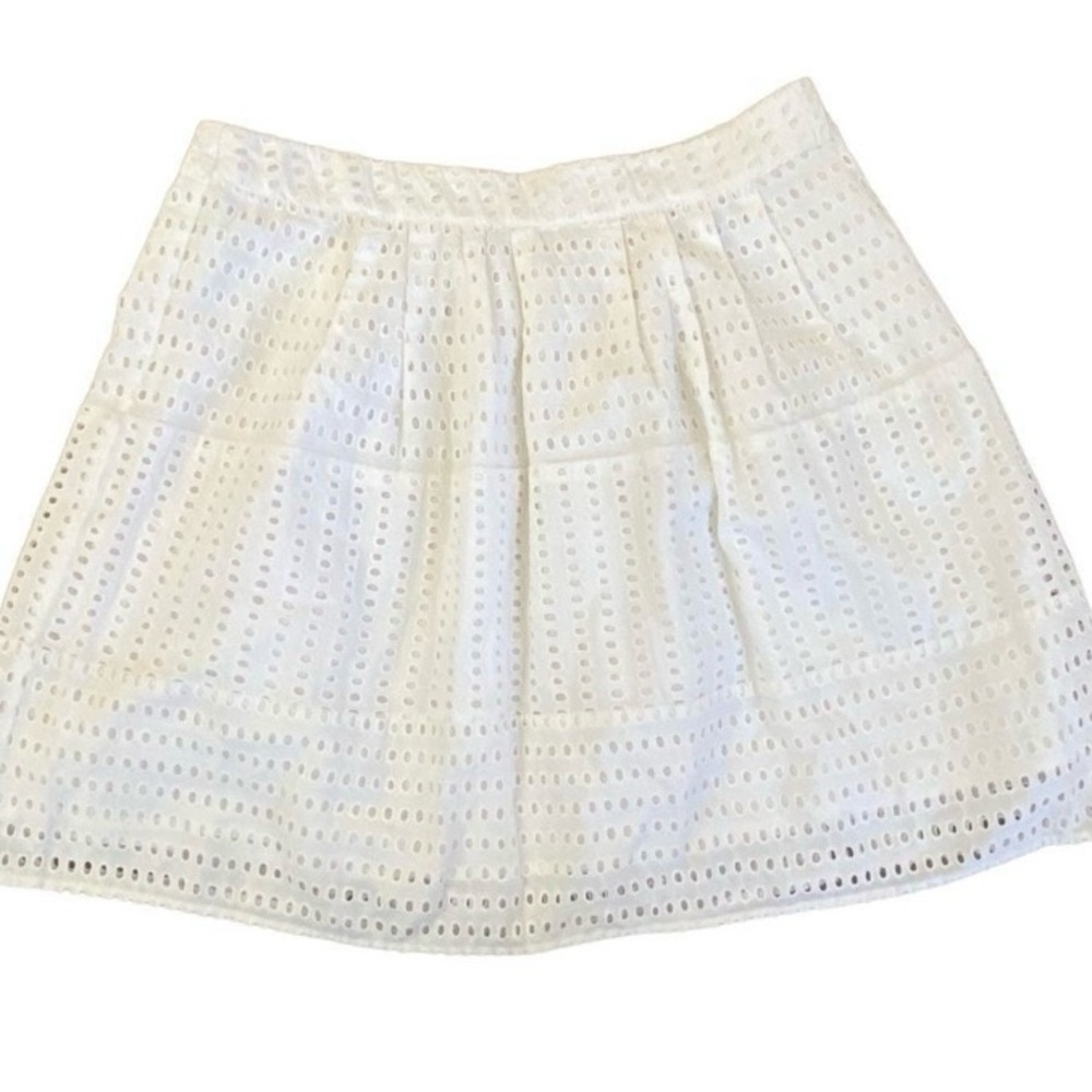 Olive & Oak White Eyelet Fit & Flare Mini Skirt - Size L (Fits like Medium/8)